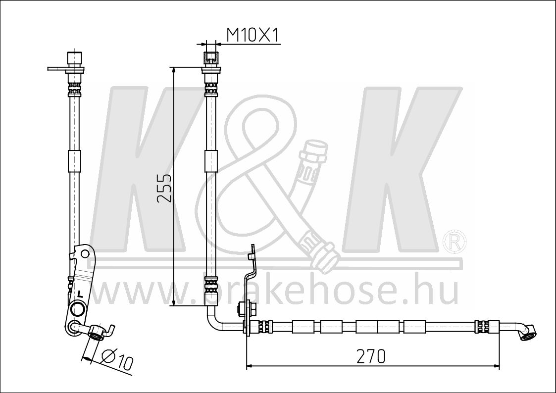Шланг тормозной передн лев mazda: 6 (gh) 1.8 hzr, - K&K FT0879