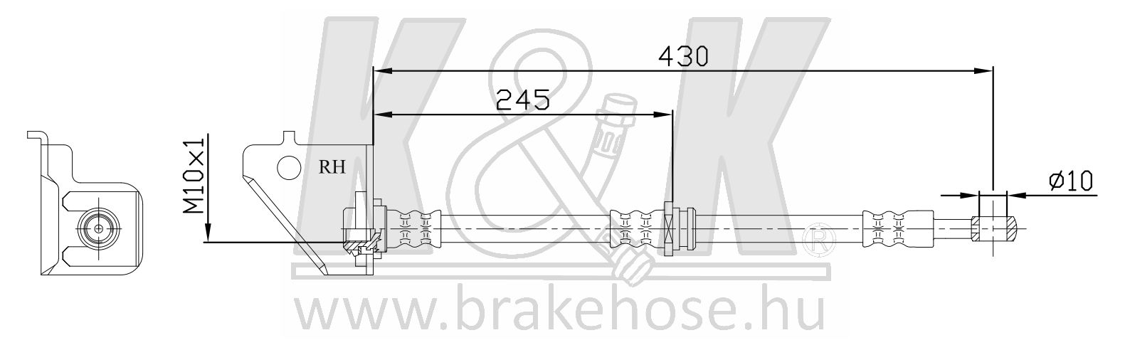 Шланг тормозной передний правый - K&K FT0670
