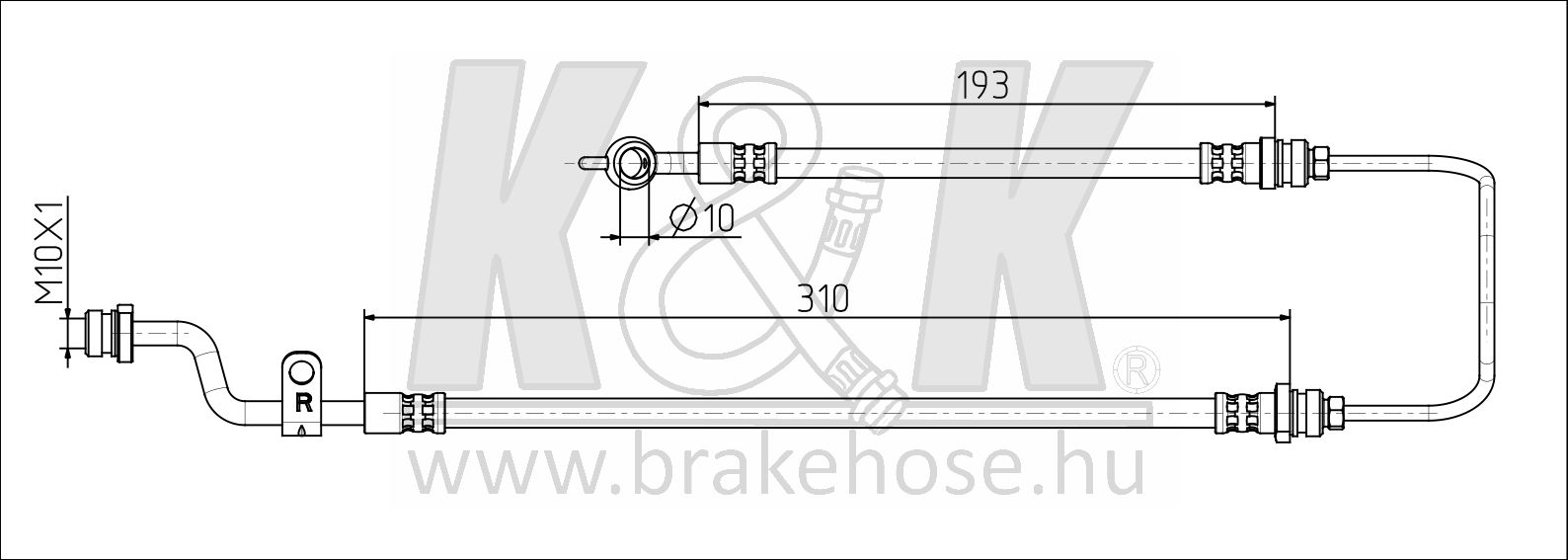 Шланг тормозной передн прав kia: Cerato (ld) 1.5 c - K&K FT0734