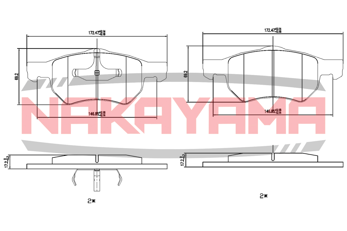Торм.Колодки тормозные дисковые. Chrysler Voyager 10/02- ATE - Nakayama P0885NY
