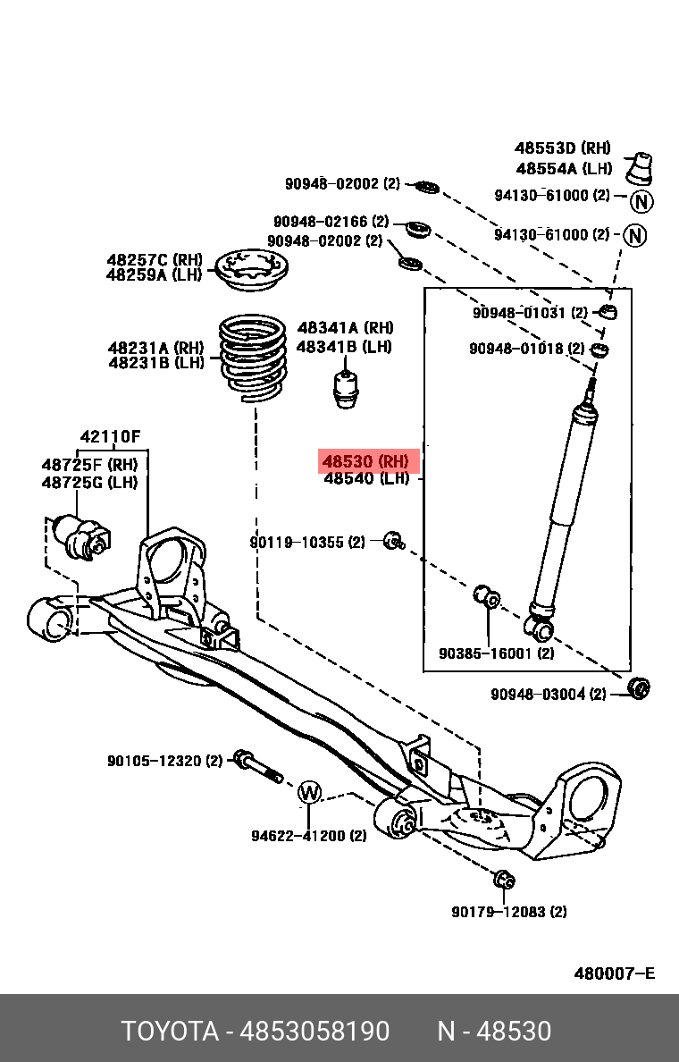 Амортизатор | зад | - Toyota 48530-58190