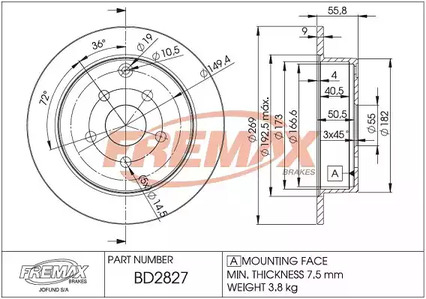 Premium Black High Carbon + | зад | - FREMAX BD-2827