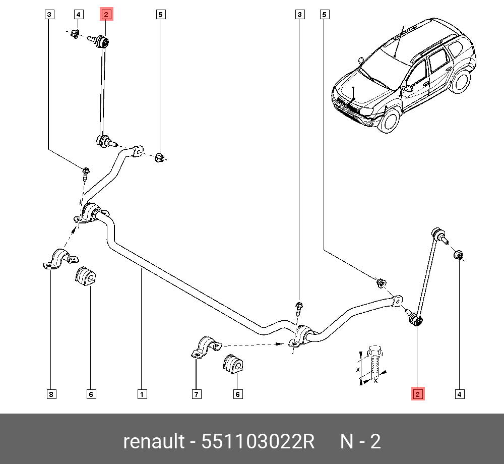 Стойка стабилизатора | перед прав/лев | - Renault 551103022R
