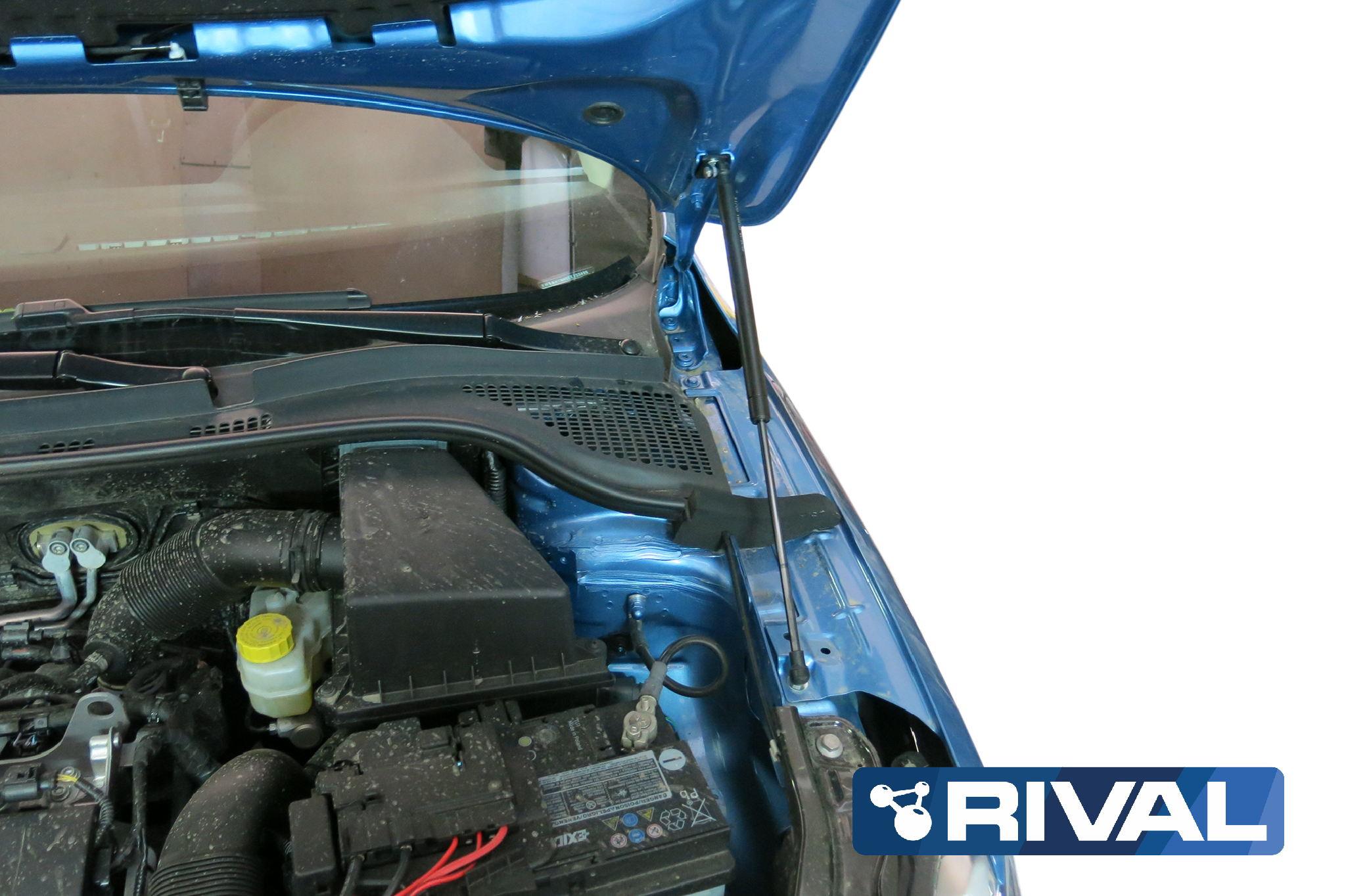 Амортизаторы капота, Skoda Rapid v - все, 2014-..., крепеж в комплекте, сталь 2 шт - Rival A.ST.5104.1