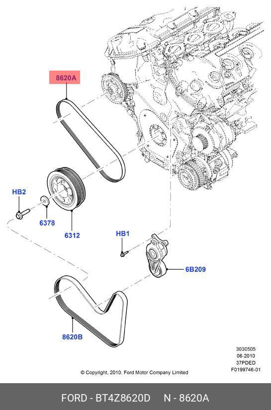 Ремень привода насоса ГУР - Ford BT4Z8620D