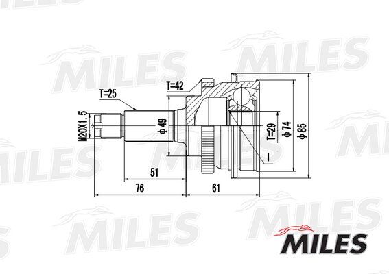 Шрус suzuki baleno 1.5 02- нар.(ABS) - Miles GA20428