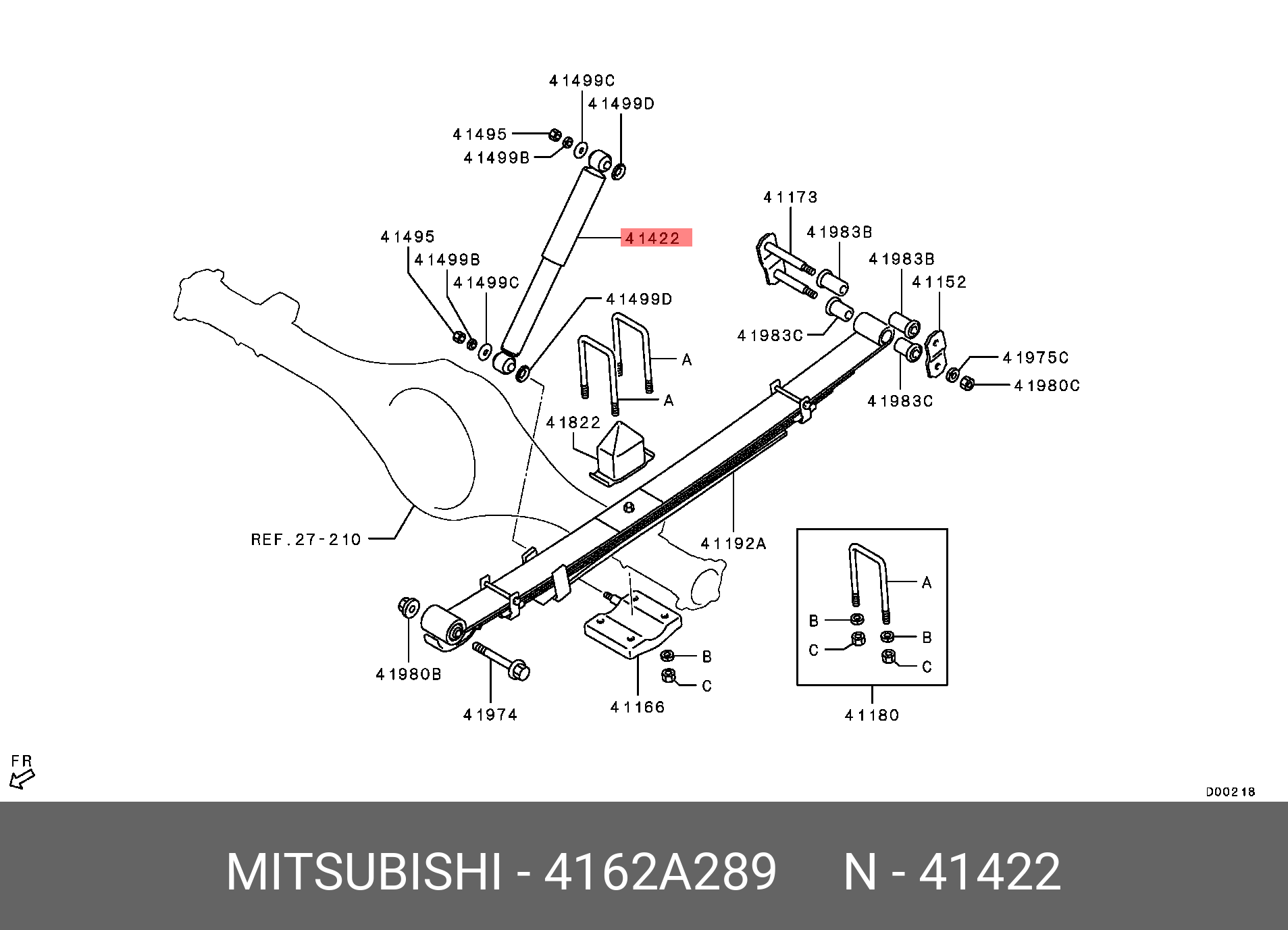 Амортизатор задней подвески | прав/лев | - Mitsubishi 4162A289