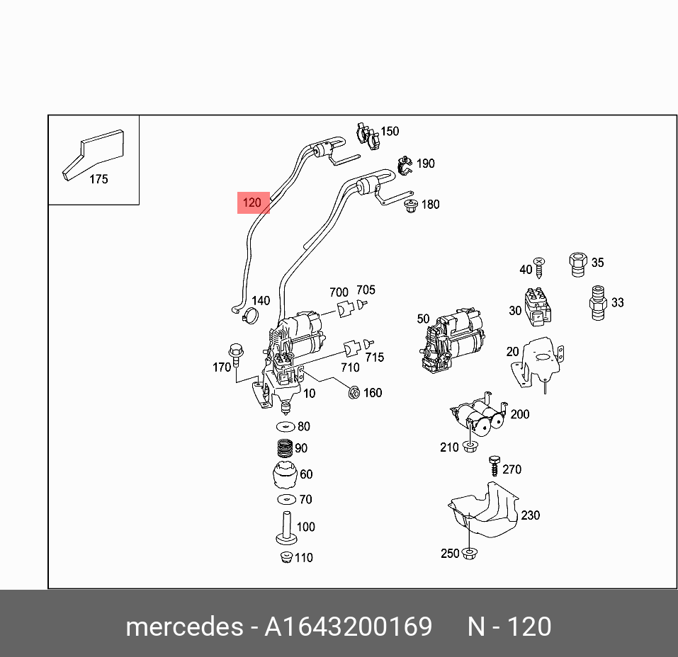 Фильтр воздушный компрессора пневмоподвески MB: x164 - Mercedes 1643200169