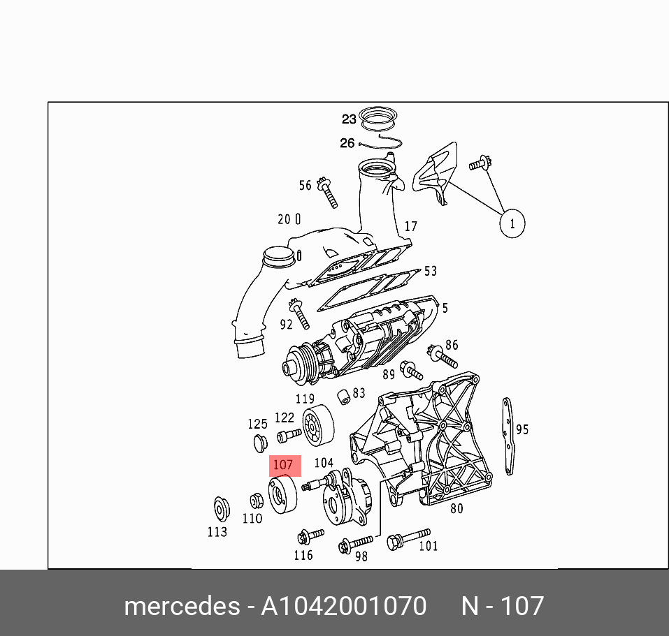 Ролик mer w124/w202/w140/w210 2.8/3.2 m104 (генератор) 93/01-<< - Mercedes 1042001070