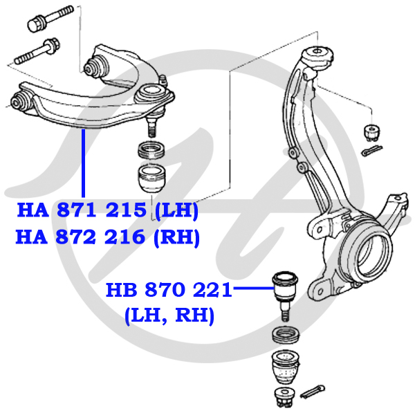 Рычаг передней подвески, верхний, левый. accord VII (cl) - Hanse HA871215