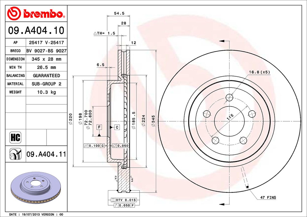 Диск тормозной UV Coated | перед |