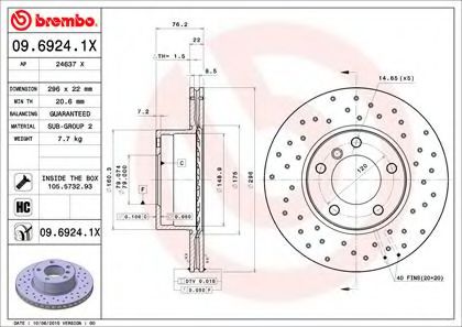 Диск тормозной Xtra | перед | - Brembo 09.6924.1X