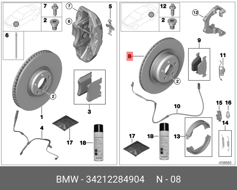 Тормозной диск вентилируемый п - BMW 34212284904