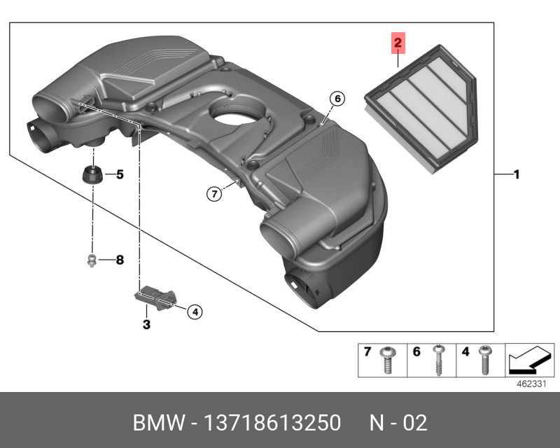 Воздушный фильтр элемент, цилиндров 1 - BMW 13718613250