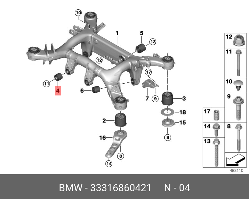 Резиновая подушка - BMW 33316860421