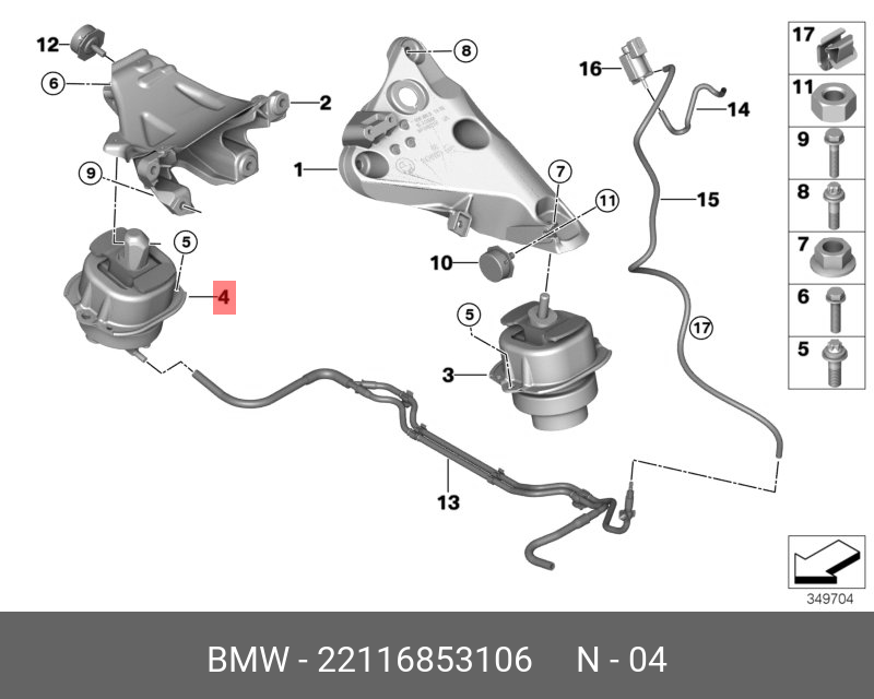 Резиновая подушка п - BMW 22116853106