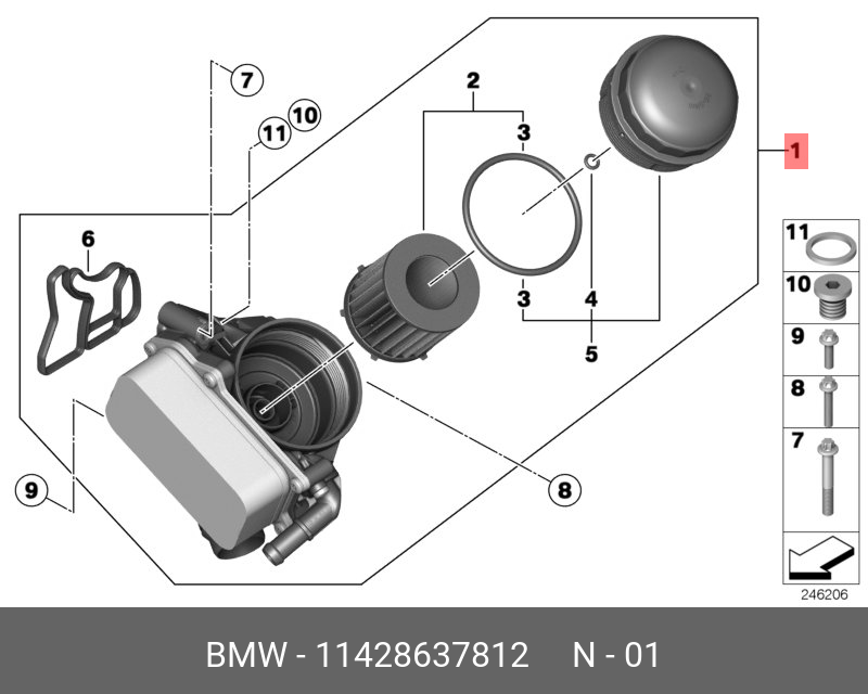 Фильтр масляный - BMW 11428637812