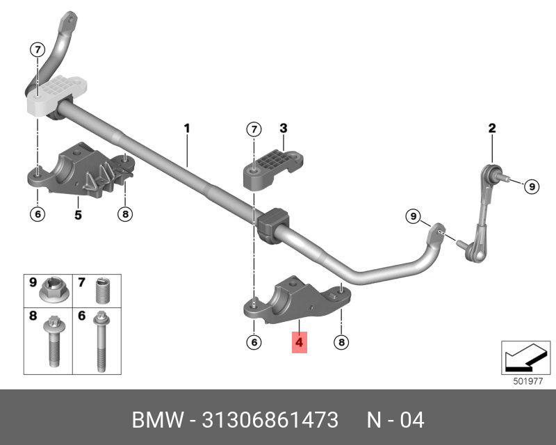 Удерживающая скоба стабилизатора - BMW 31306861473