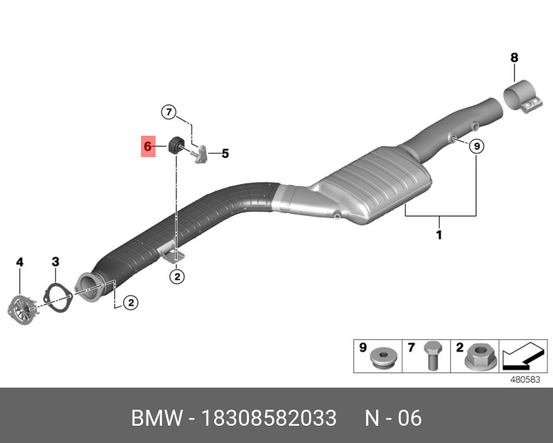 Резина Крепление - BMW 18308582033