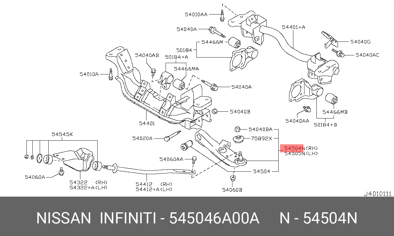 Рычаг подвески - Nissan 54504-6A00A