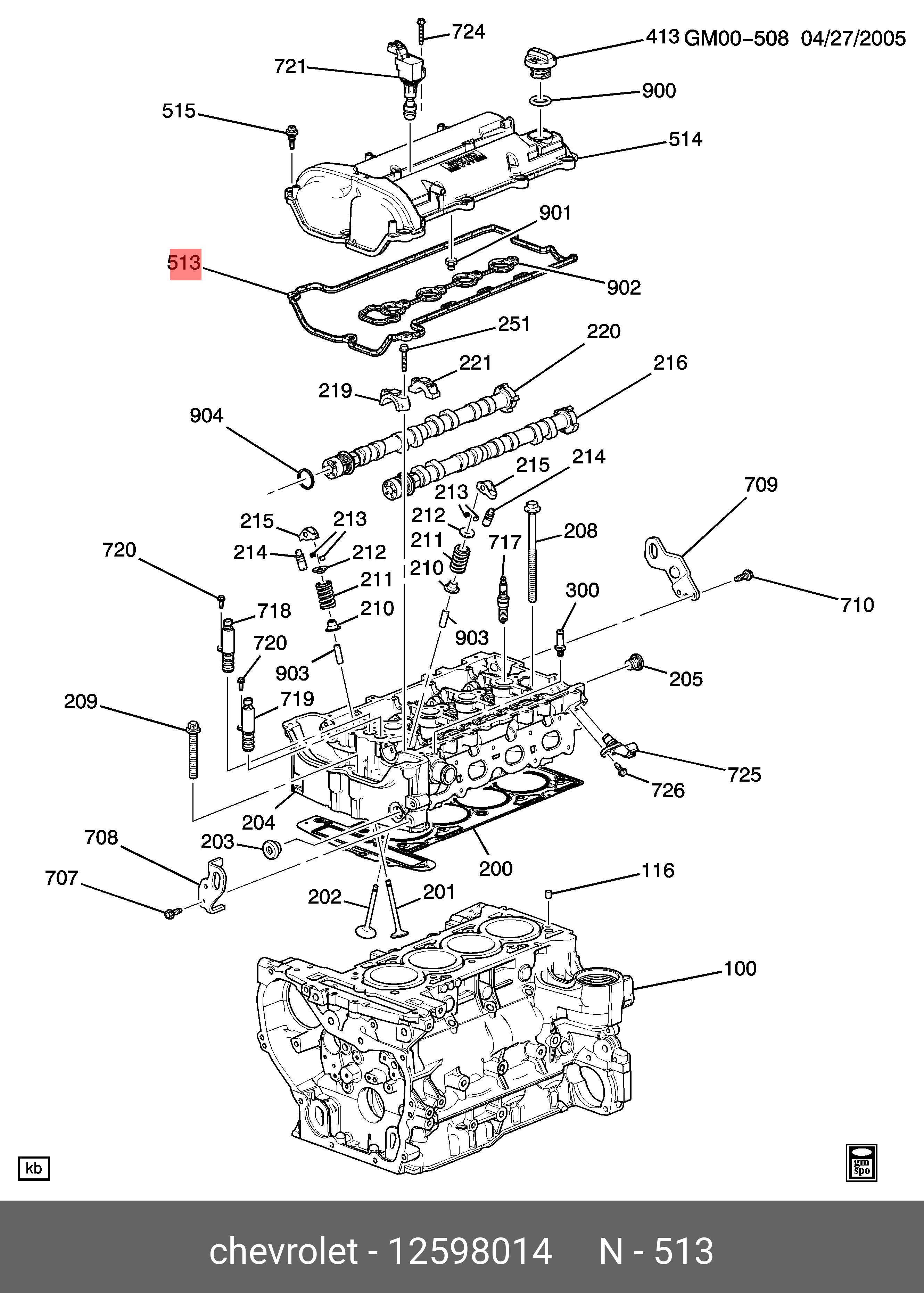 Прокладка клапанной крышки, комплект - Opel 12598014
