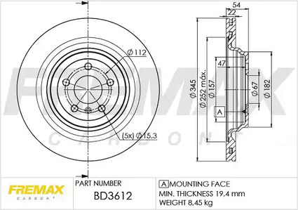 Тормозной диск | зад | - FREMAX BD-3612