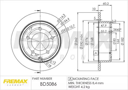 Тормозной диск | зад | - FREMAX BD-5086