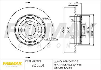 Тормозной диск | зад | - FREMAX BD-5201