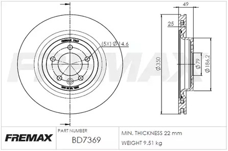 Тормозной диск | зад | - FREMAX BD-7369