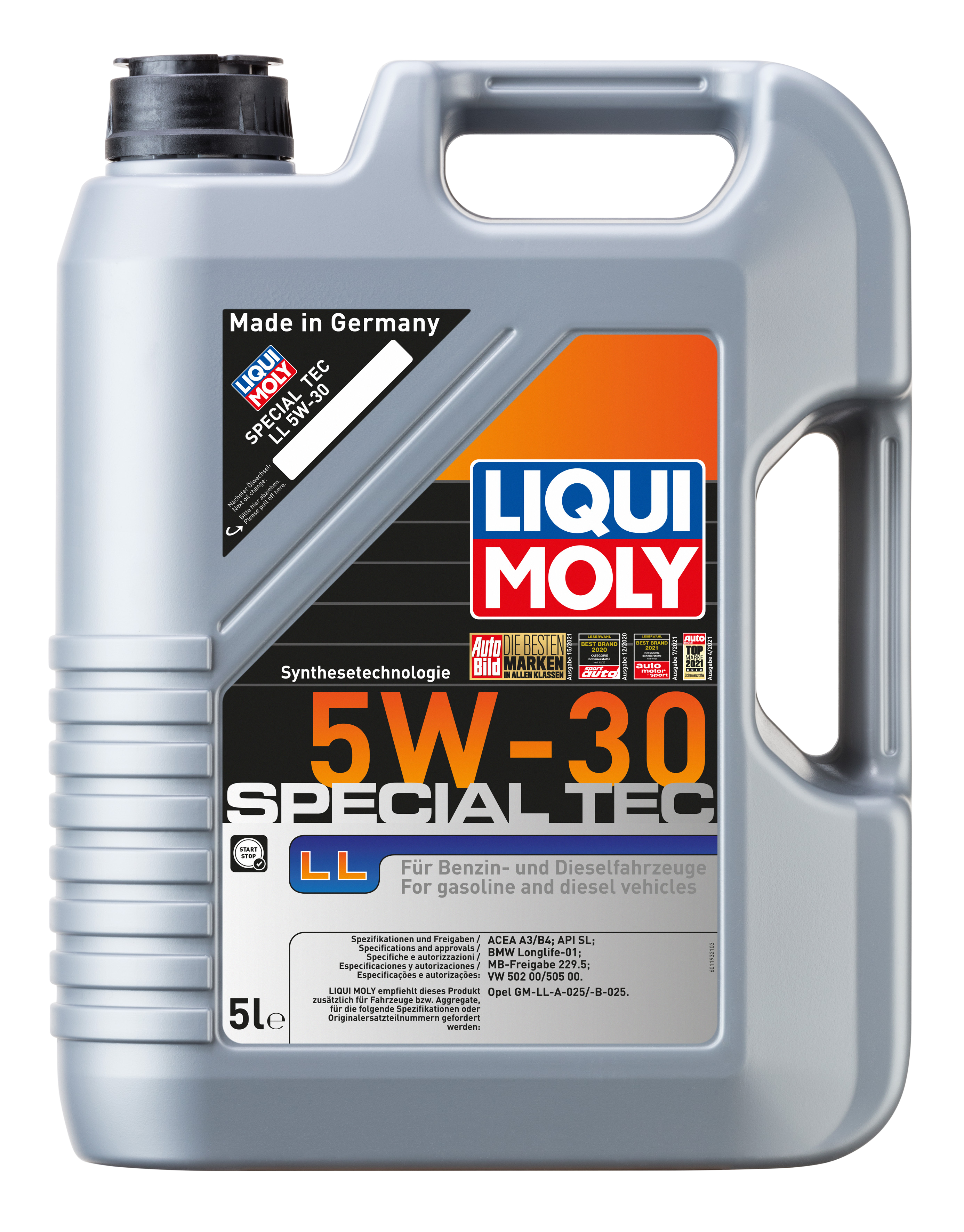 5w-30 Special Tec LL, API sl/cf, 5л (НС-синт.мотор.масло) - Liqui Moly 2448