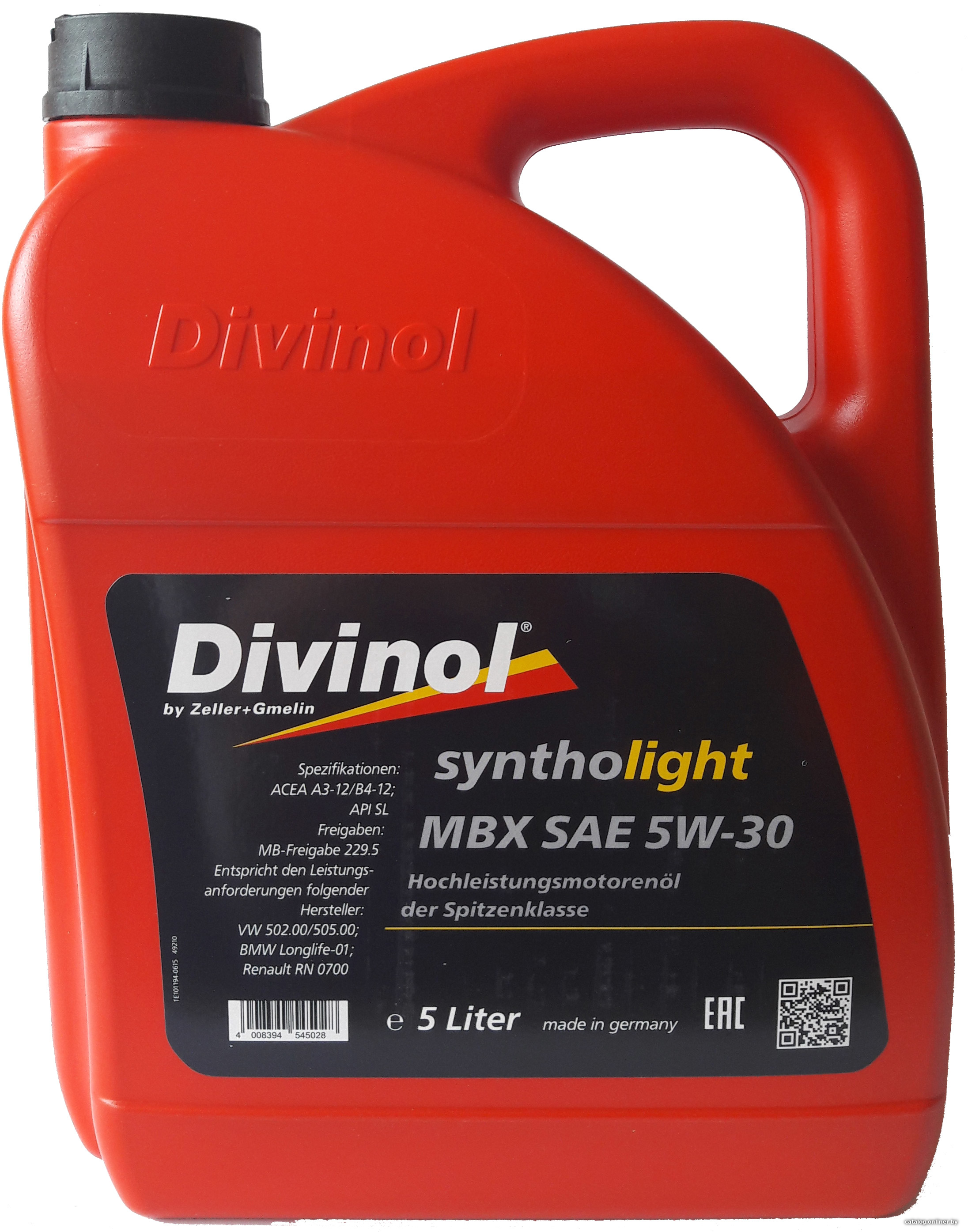Масло  Syntholight MBX 5w-30 синт. 5л - DIVINOL 49210-K007