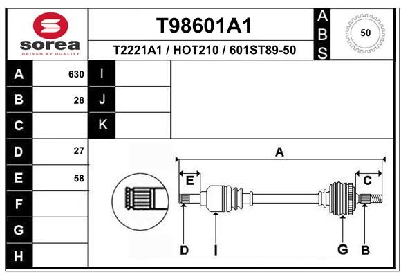 Приводной вал - EAI T98601A1