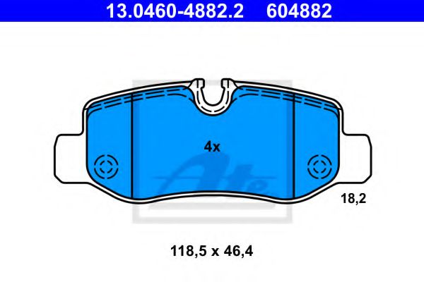 Комплект тормозных колодок, дисковый тормоз | зад | - ATE 13.0460-4882.2