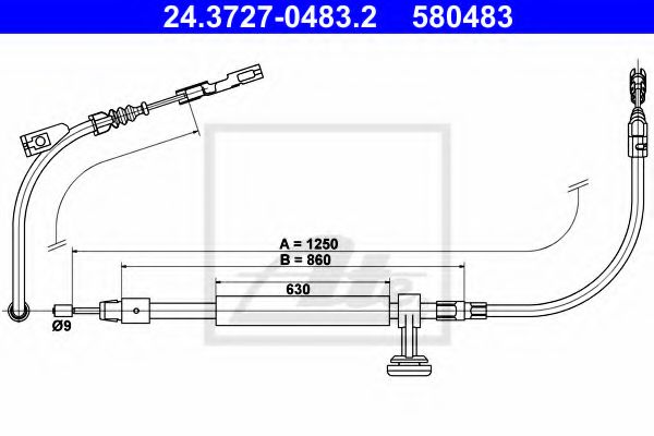 Трос, стояночная тормозная система - ATE 24.3727-0483.2