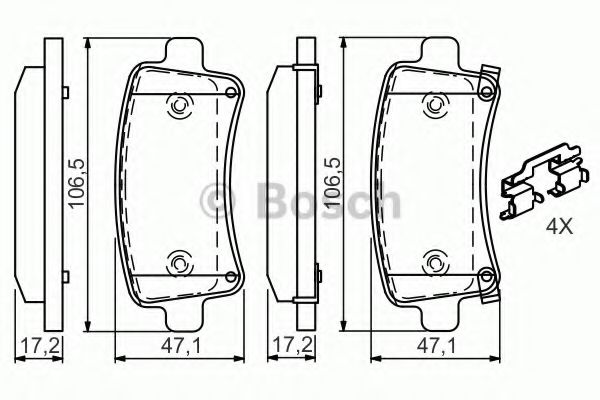 Комплект тормозных колодок, дисковый тормоз | зад | - Bosch 0 986 494 668