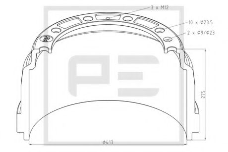 Тормозной барабан - PE Automotive 126.089-00A