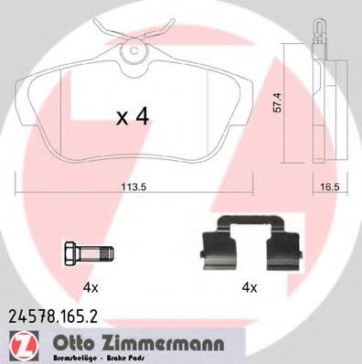 Комплект тормозных колодок, дисковый тормоз - Zimmermann 24578.165.2