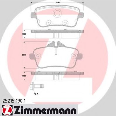 Комплект тормозных колодок, дисковый тормоз | зад | - Zimmermann 25215.190.1