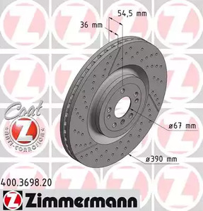 Тормозной диск | перед | - Zimmermann 400.3698.20