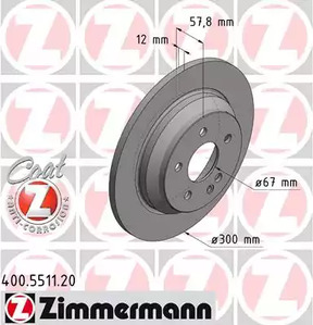 Тормозной диск | зад | - Zimmermann 400.5511.20