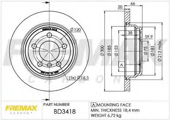Тормозной диск | зад | - FREMAX BD-3418