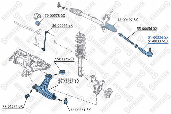 Наконечник рулевой левый Ford Fiesta VI - Stellox 51-00336-SX