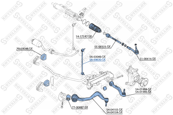 Тяга стабил. пер. прав. BMW e65/e66 01> | перед | - Stellox 56-00630-SX