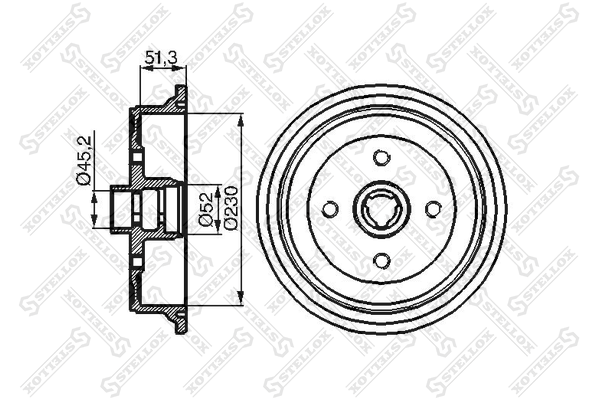 Барабан торм. Audi 80/100 all 82> | зад | - Stellox 6025-4713-SX