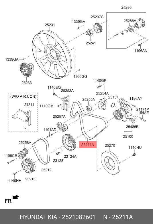 Ремень поликлиновый - Hyundai/Kia 25210-82601
