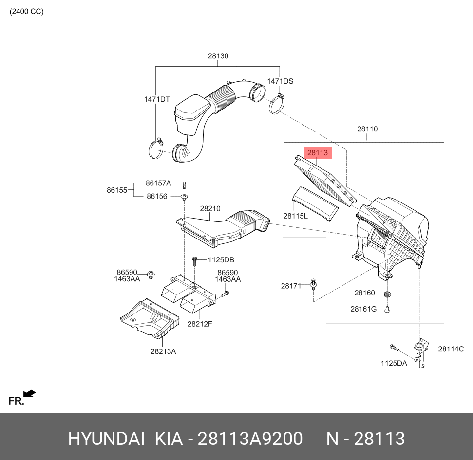 Фильтр воздушный - Hyundai/Kia 28113-A9200