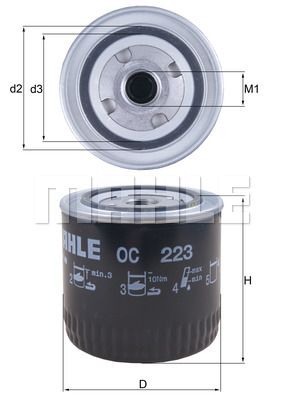 Фильтр масляный - Mahle OC223