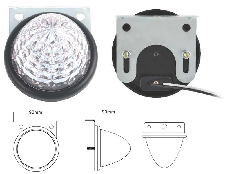 Боковые огни universal 24V (d90x90mm) диодный, белый - SAT SD-4001-24V-W