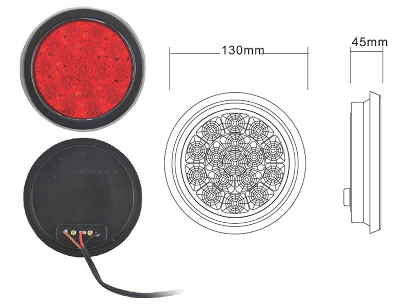 Отражатель universal 24V (d130x45) диодный, красный, комплект 2шт - SAT SD-2015-24V-RED