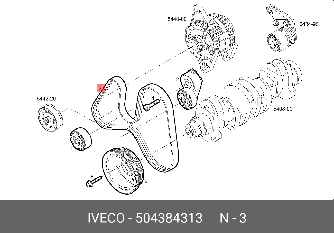Поликлиновый ремень генератора daily (7pk1338) - Iveco 504384313